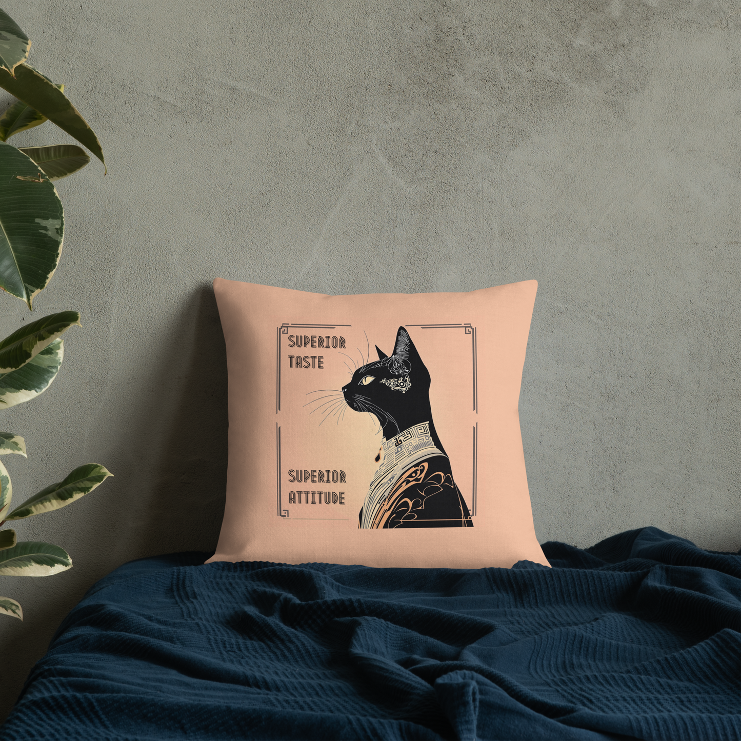 Pillow Attitude Art Deco Design For Cat Lovers Sassy Catful Feline Cushion Cat Lover Home Decor Stylish Throw Gift Rescue Cat Mom Cat Dad