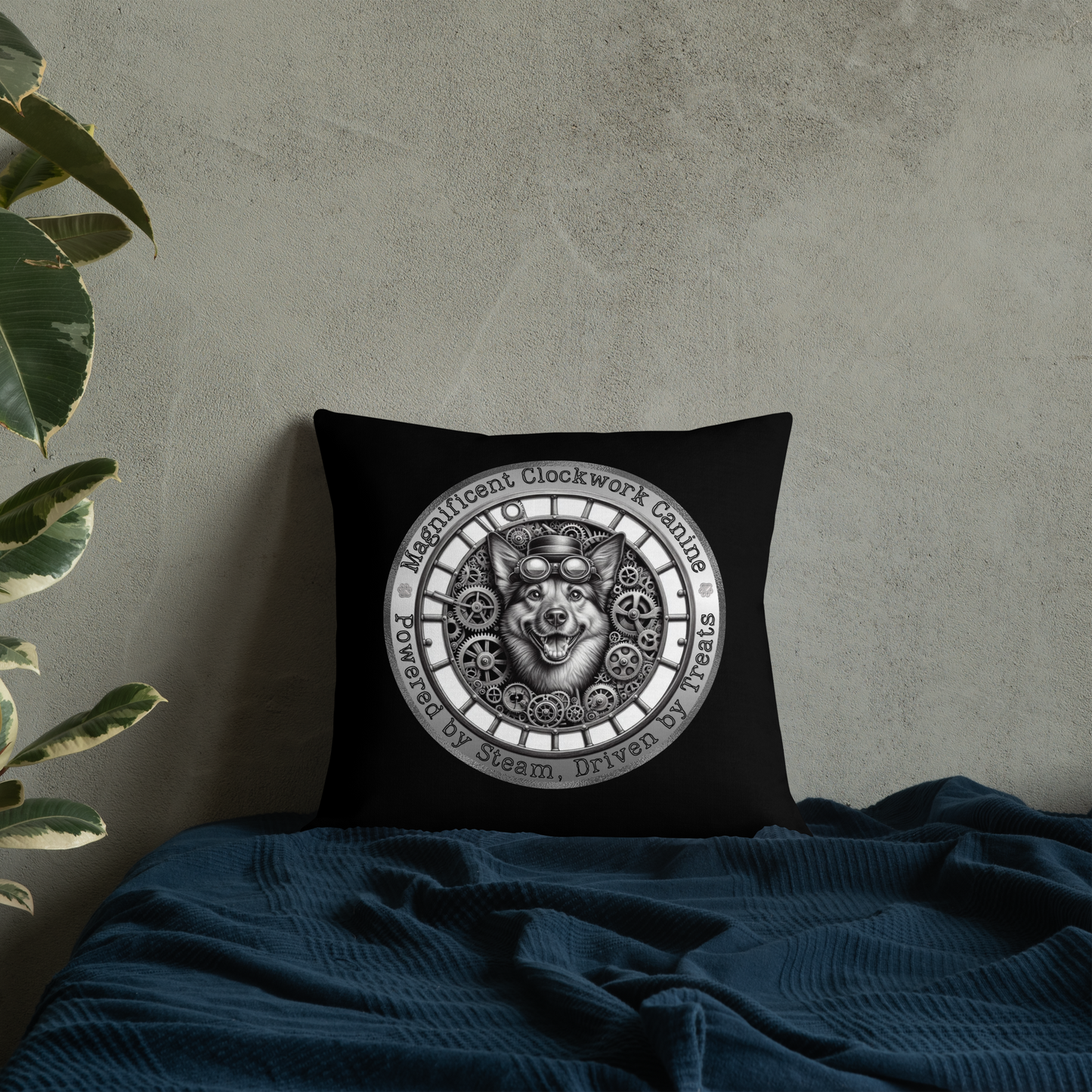 Pillow Throw Clockwork Canine Design For Dog Lovers Mixed Breed Dogful Steampunk Dog Victorian Unique Rescue Mutt Pet Décor Dog Mum Dog Dad