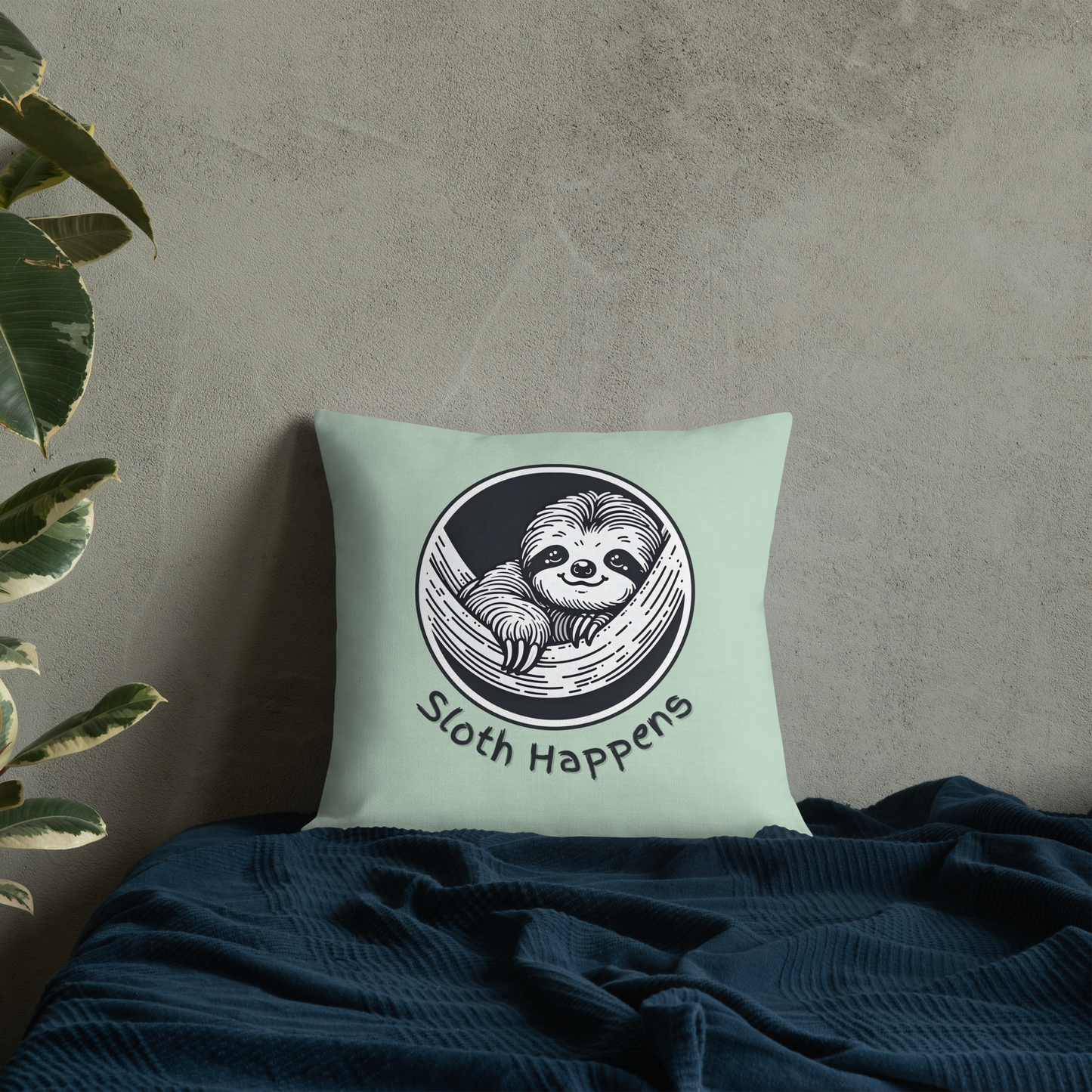 Funny Sloth Premium Pillow: Quirky Home Decor Gift for Animal Lovers