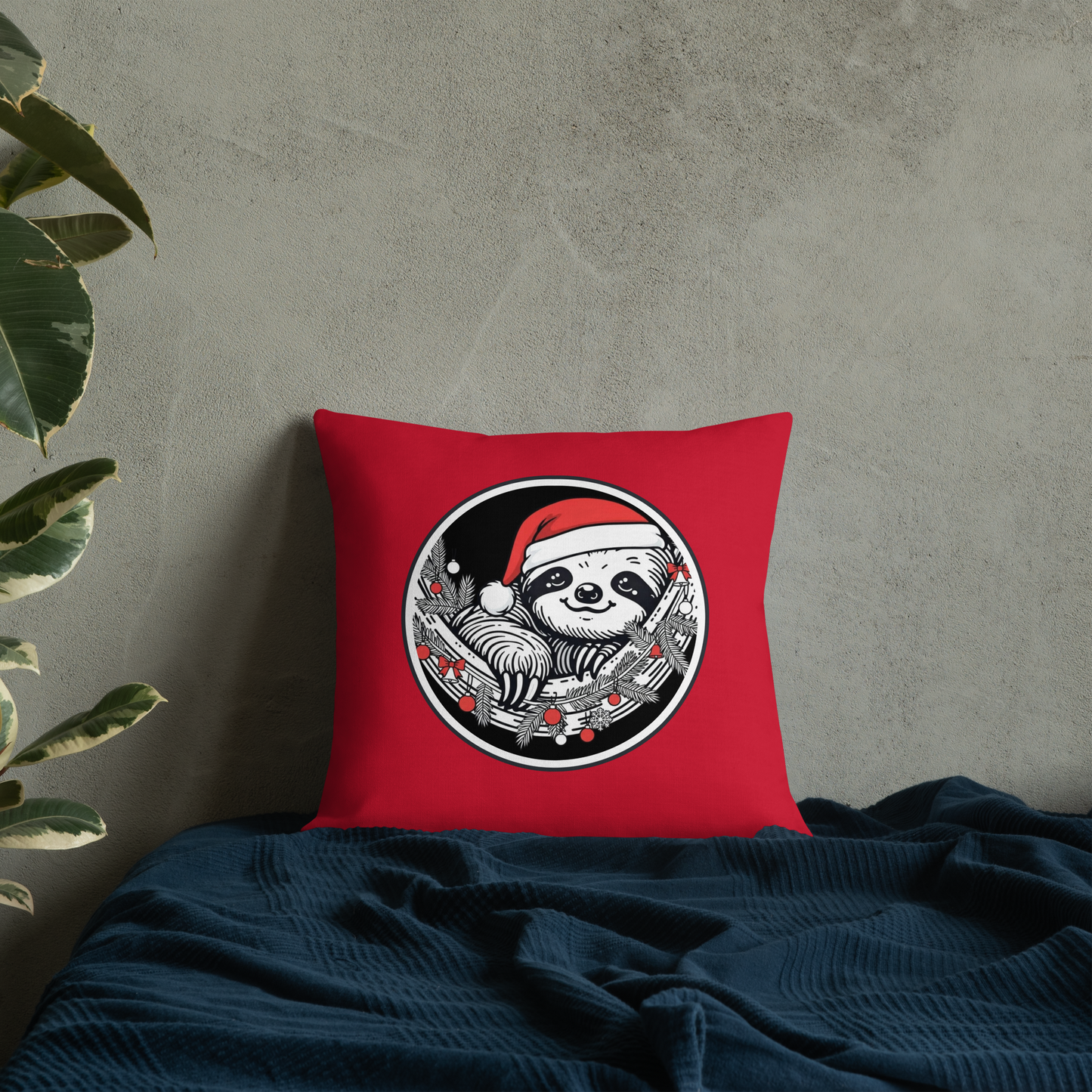 Funny Sloth Premium Pillow: Cozy Christmas Gift for Animal Lovers