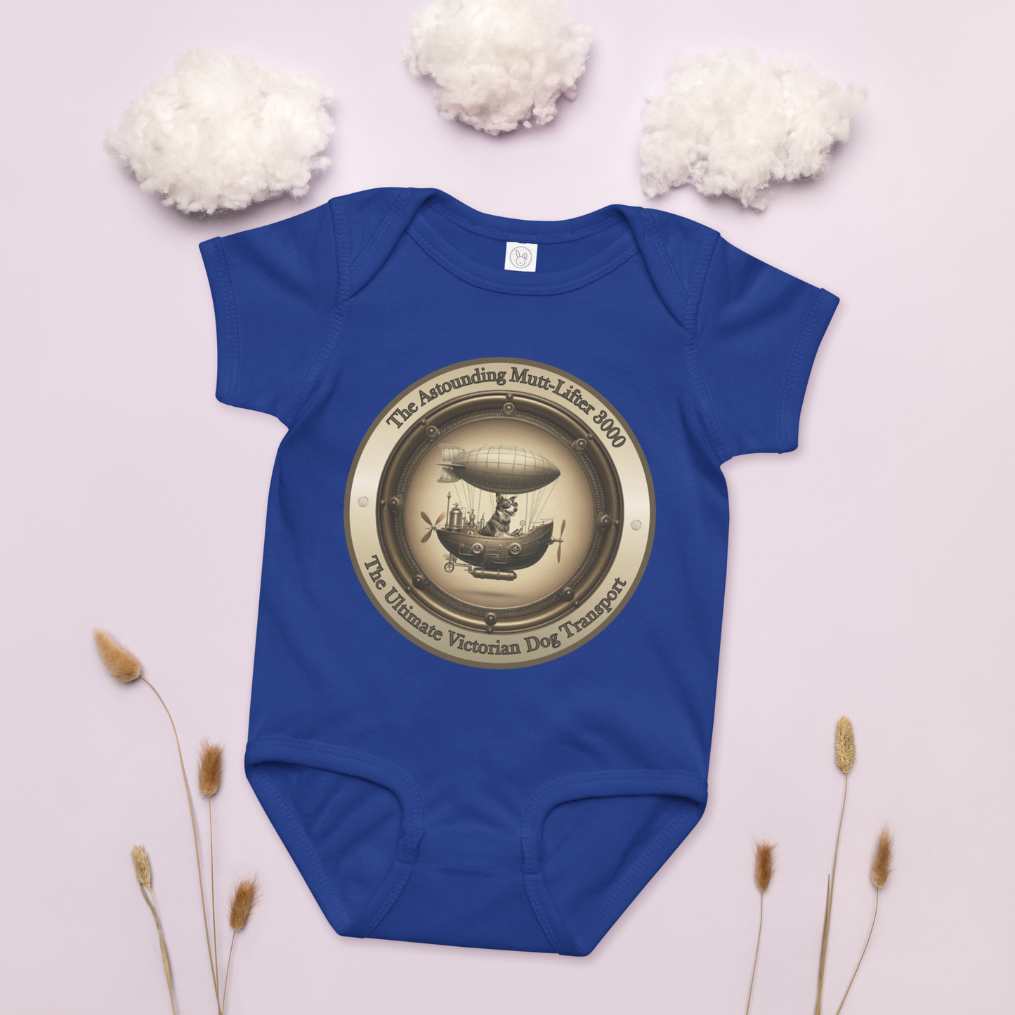 Baby Bodysuit Steampunk Dog Victorian Style Baby Shower Gift Unique Infant Outfit Quirky Pet Lover Babywear Dog Mom Dad Rescue Dog Mongrel