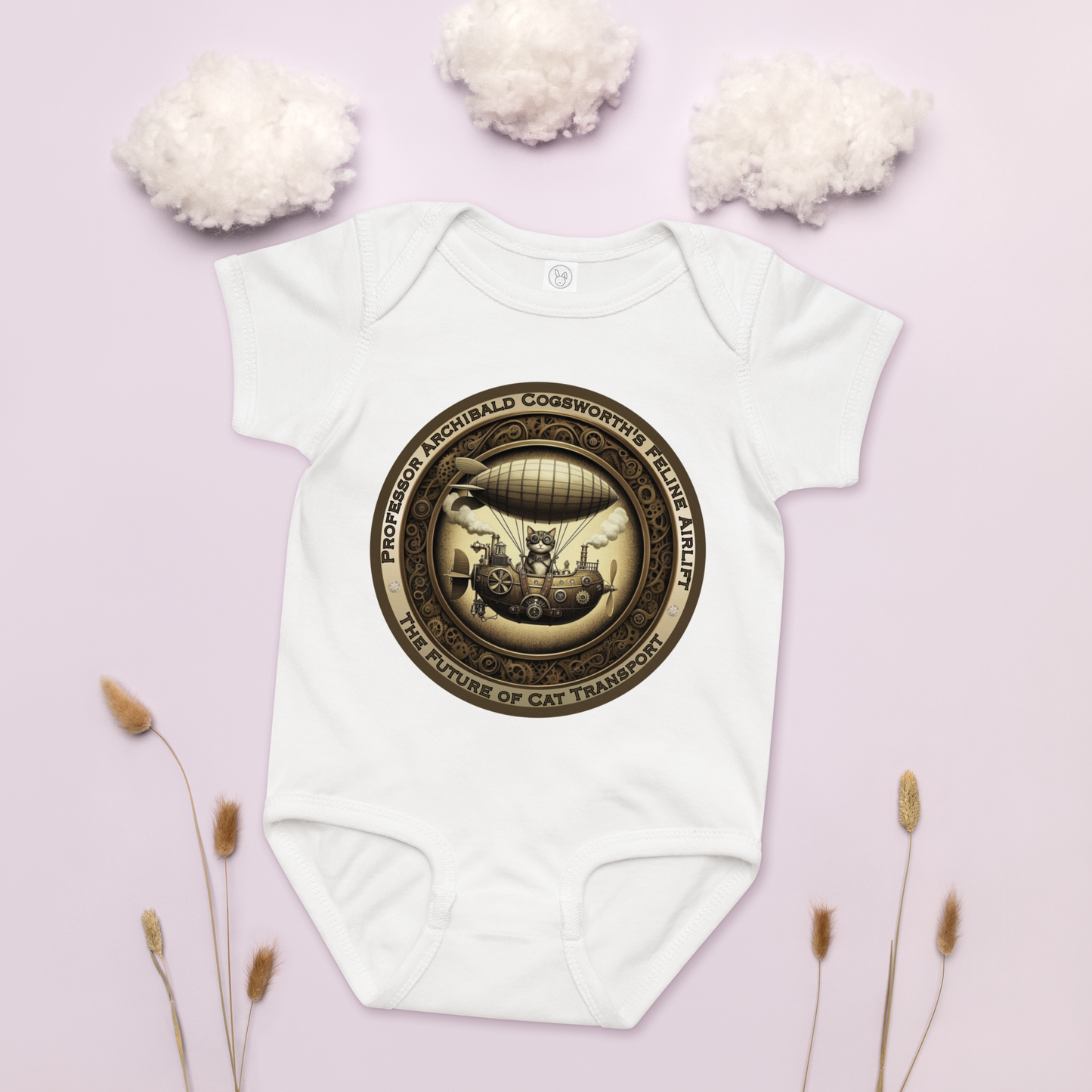 Baby Bodysuit Steampunk Cat Victorian Style Baby Shower Gift Unique Feline Infant Outfit Quirky Pet Lover Babywear Rescue Cat Unique Baby