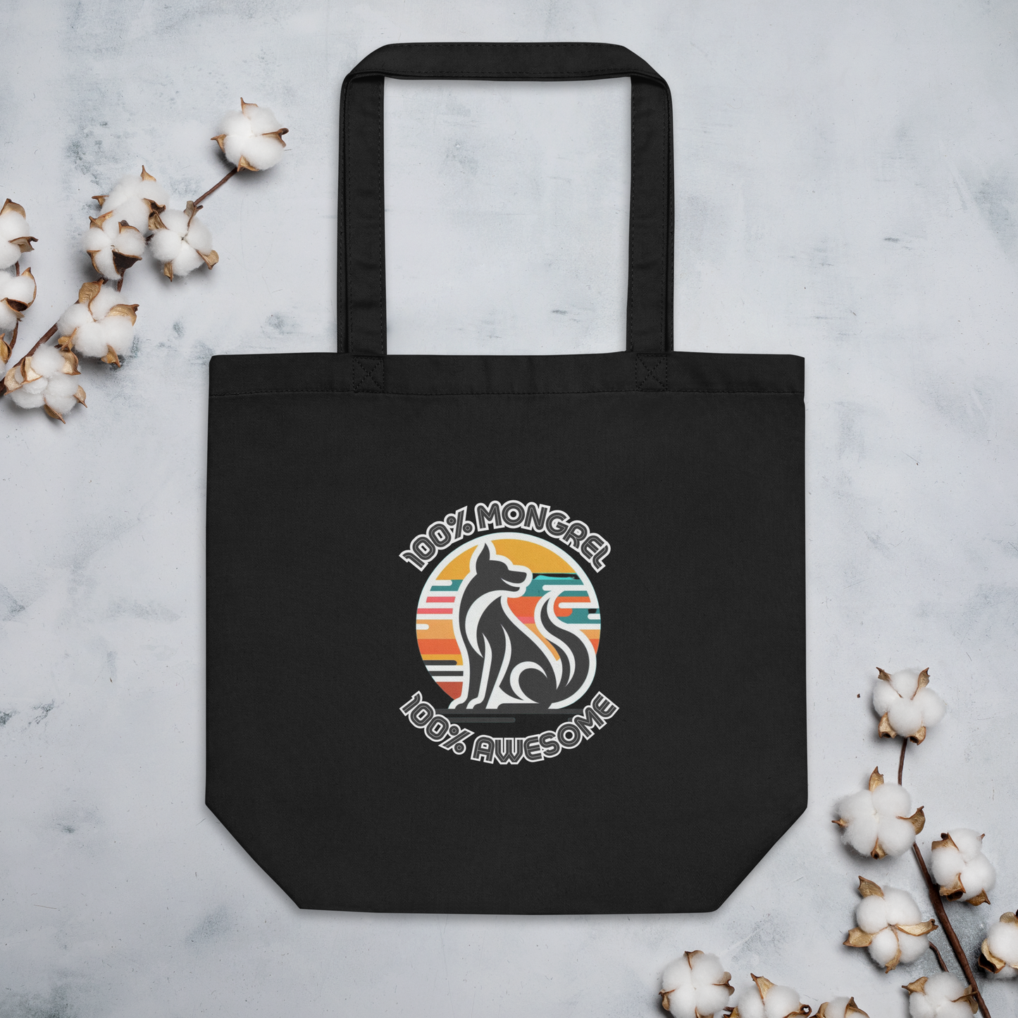 Organic Tote Bag Mixed Breed Rescue Dog Mongrel Dogful Funny Retro Mutt Eco Design Cotton Tote Bag Dog Lovers Quirky Gift Idea Dog Mum Dad