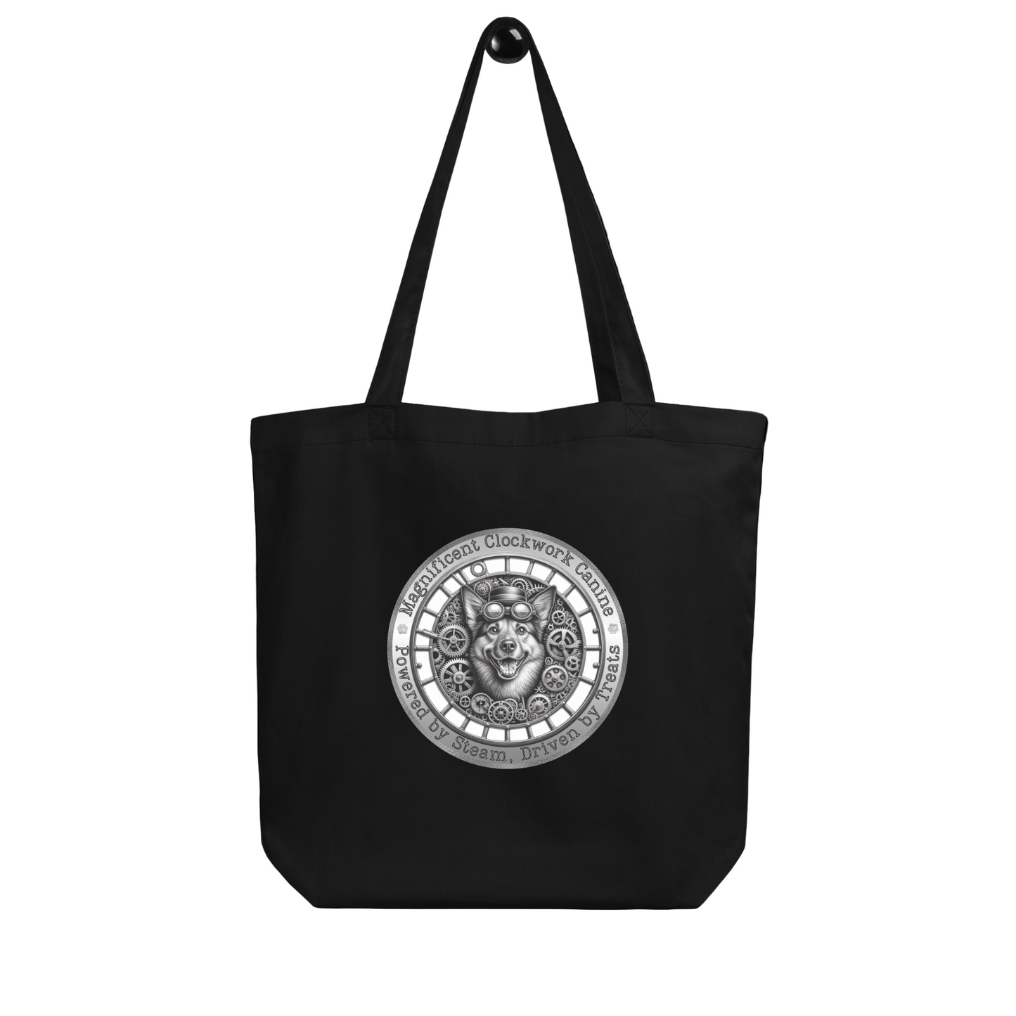 Organic Tote Bag Mixed Breed Rescue Dog Mongrel Steampunk Victorian Humor Mechanical Dogful Cotton Tote Bag Dog Lovers Mum Dad Clockwork