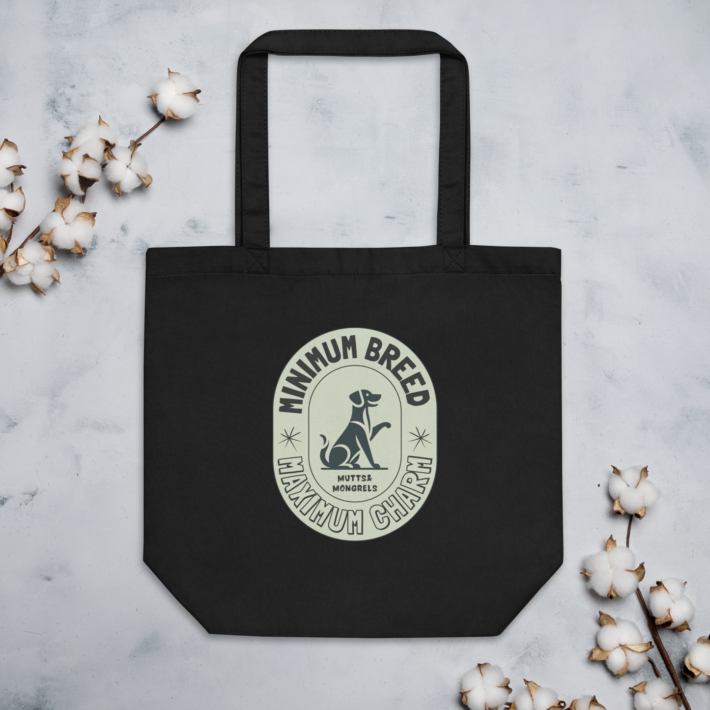 Organic Tote Bag Art Deco Mixed Breed Rescue Dog Funny Dogful Humor Mongrel Charm Cotton Tote Bag For Dog Lovers Mum Dad Bold Design Gift