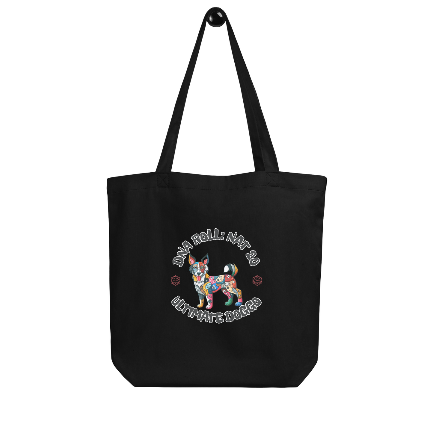Organic Tote Bag Mixed Breed Rescue Dog Gamer Gift Dogful Mongrel Humor RPG Dice Dog Style Cotton Tote Bag Dog Lovers Mum Dad Funny Roleplay
