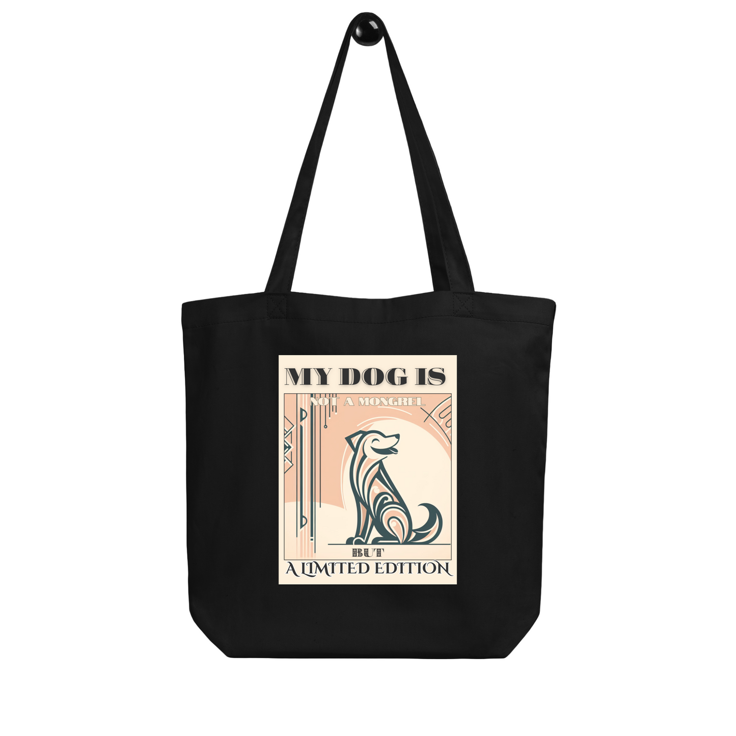 Organic Tote Bag Art Deco Mixed Breed Rescue Dog Gift Dogful Mongrel Pride Cotton Tote Bag Dog Lovers Mum Dad Quirky Design Limited Edition