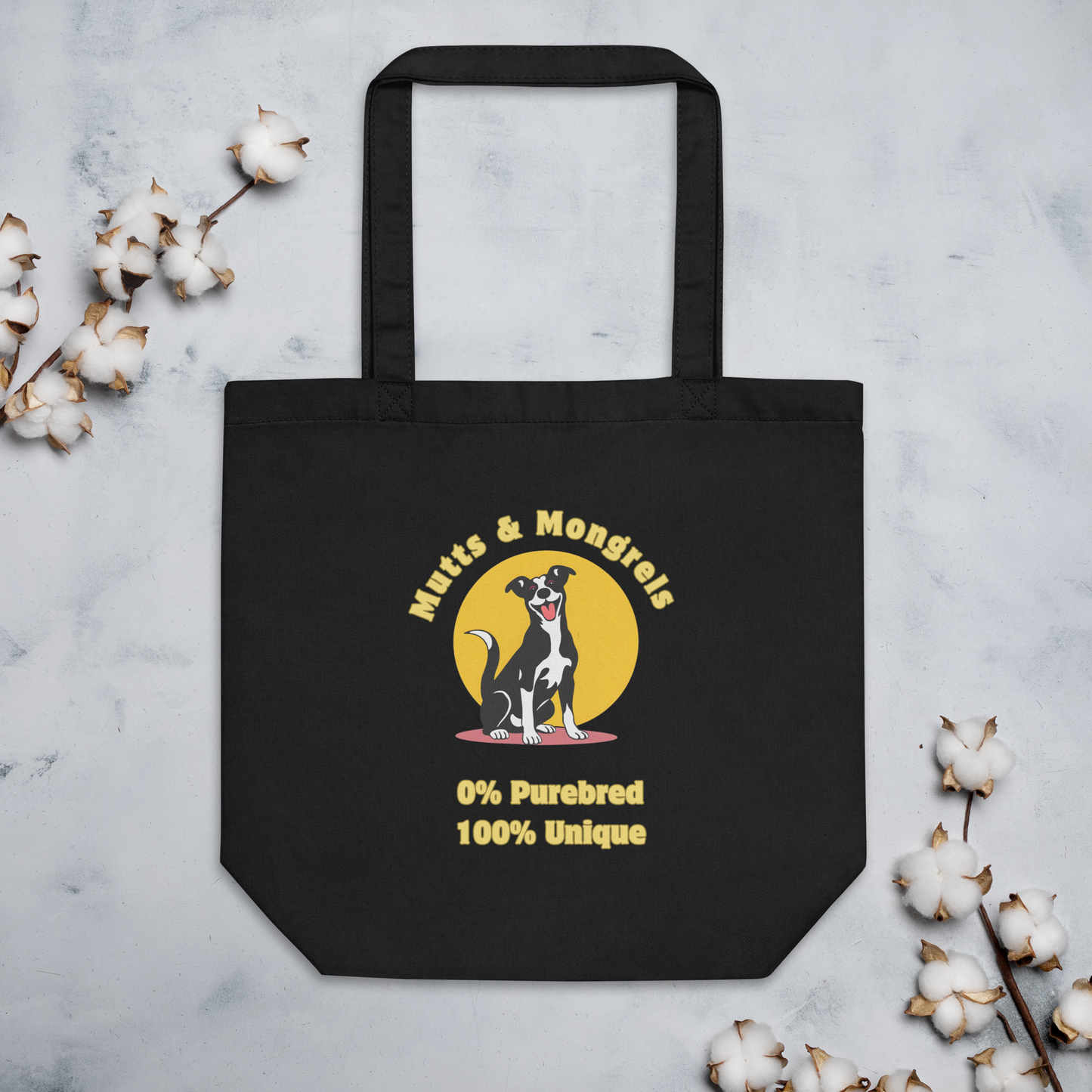 Organic Tote Bag Mixed Breed Rescue Dog Mongrel Eco Pet Cotton Dogful Lovers Practical Style Gift Mutt Pride Unique Art Retro Dog Mom Dad