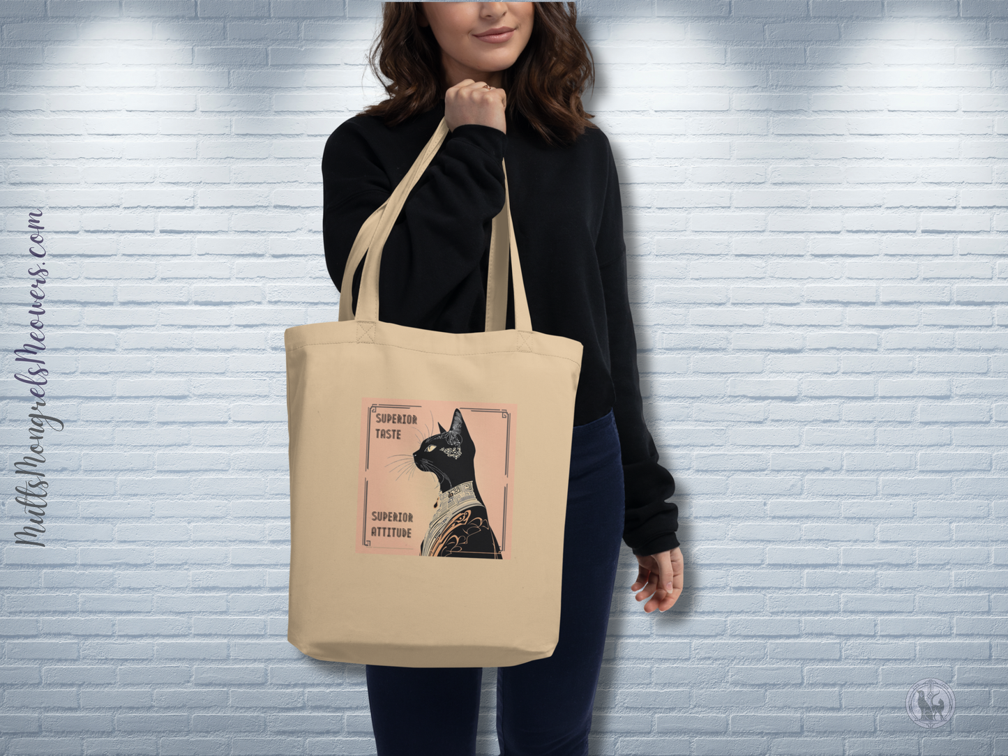 Organic Tote Bag Reusable Superior Taste Mixed Breed Cat Chic Kitty Gift Bold Feline Humor Stylish Pet Art Catful For Cat Lovers Art Deco