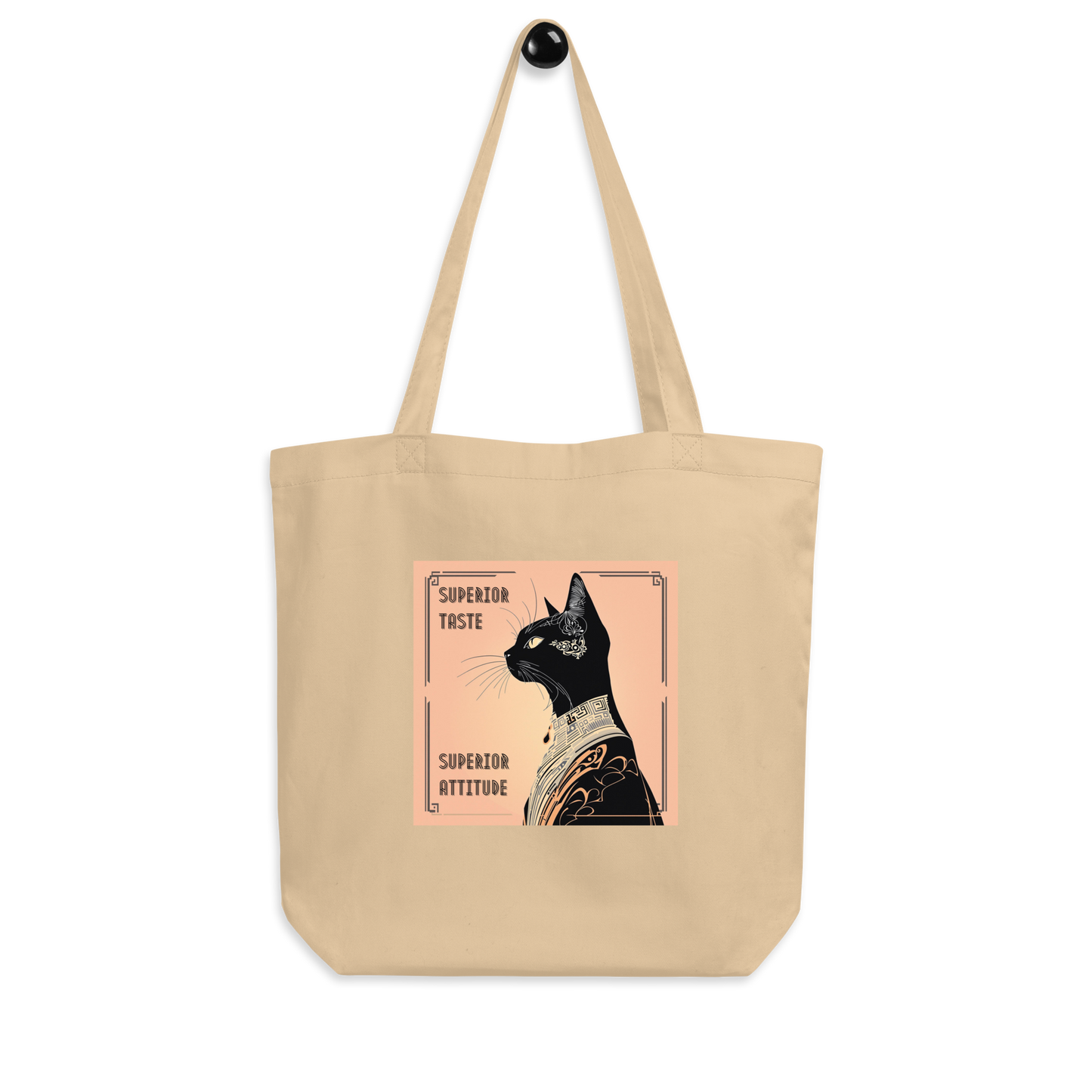 Organic Tote Bag Reusable Superior Taste Mixed Breed Cat Chic Kitty Gift Bold Feline Humor Stylish Pet Art Catful For Cat Lovers Art Deco