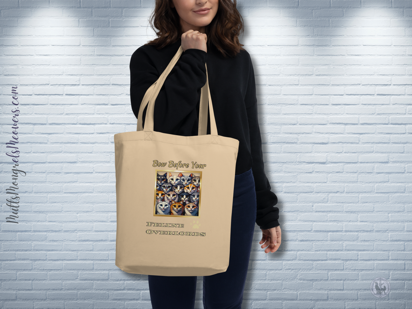 Organic Tote Bag Mixed Breed Funny Cat Kitty Attitude Gift Reusable Catful Cat Lovers Mom Bold Feline Humor Design Sarcastic Quote Retro Pet