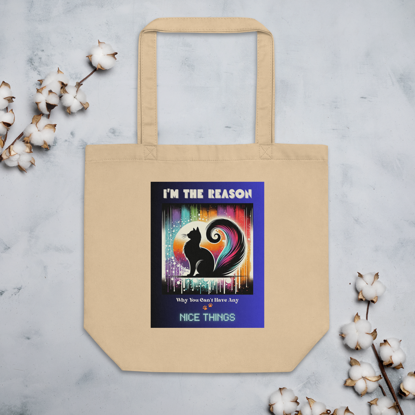 Organic Tote Bag Funny Mixed Breed Cat Naughty Kitty Bag Feline Attitude Humor Gift Reusable Pet Lover Style Catful Cat Lovers Quirky Retro