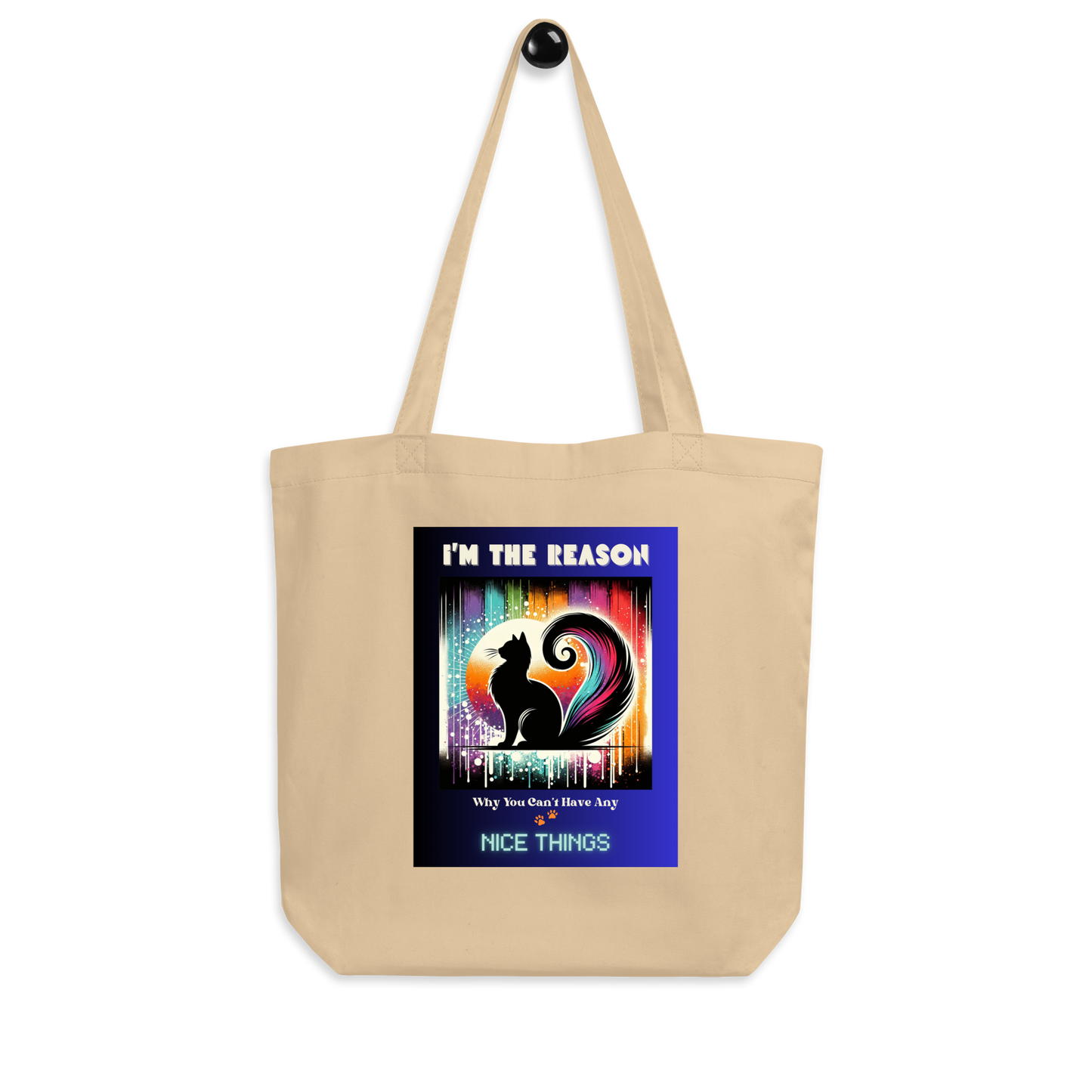 Organic Tote Bag Funny Mixed Breed Cat Naughty Kitty Bag Feline Attitude Humor Gift Reusable Pet Lover Style Catful Cat Lovers Quirky Retro