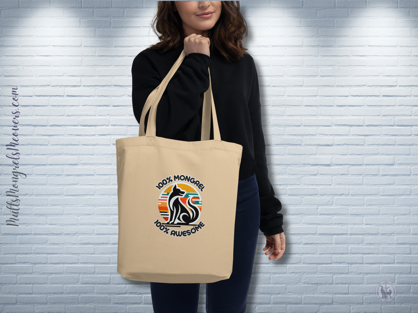 Organic Tote Bag Mixed Breed Rescue Dog Mongrel Dogful Funny Retro Mutt Eco Design Cotton Tote Bag Dog Lovers Quirky Gift Idea Dog Mum Dad