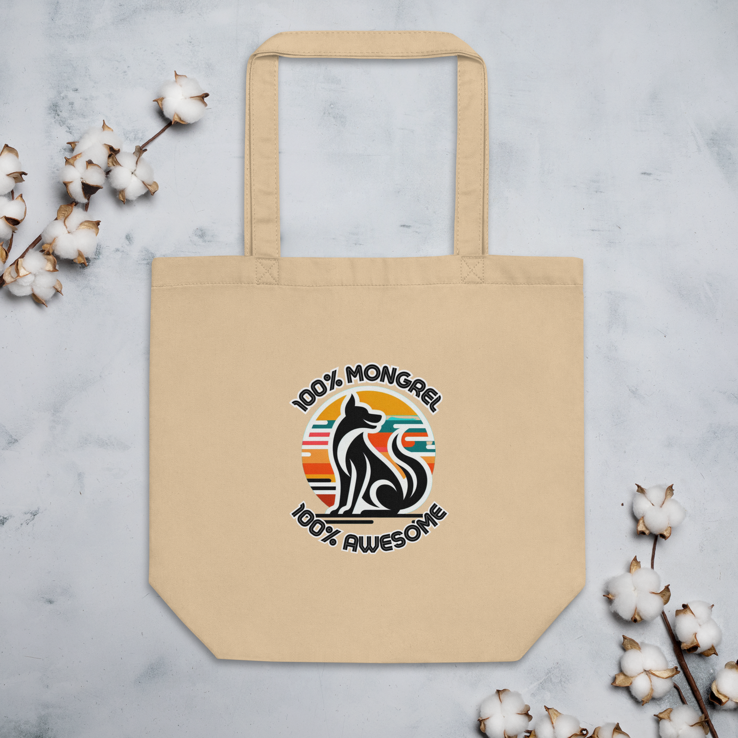 Organic Tote Bag Mixed Breed Rescue Dog Mongrel Dogful Funny Retro Mutt Eco Design Cotton Tote Bag Dog Lovers Quirky Gift Idea Dog Mum Dad