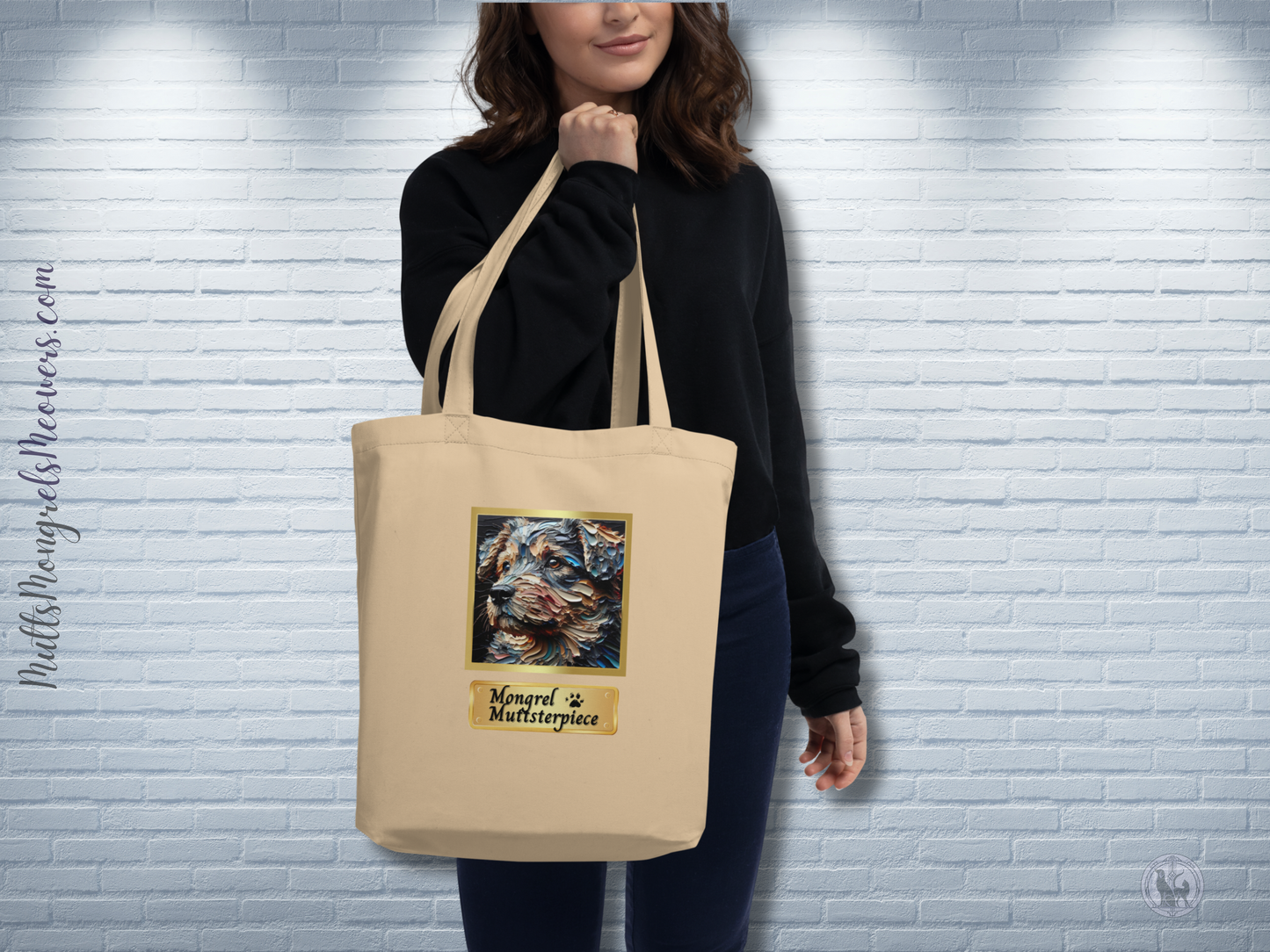Organic Tote Bag Mixed Breed Rescue Dog Art Tote Bag Creative Retro Dog Design Eco Pet Lover Mutt Cotton Tote Bag Dog Lovers Dogful Gift