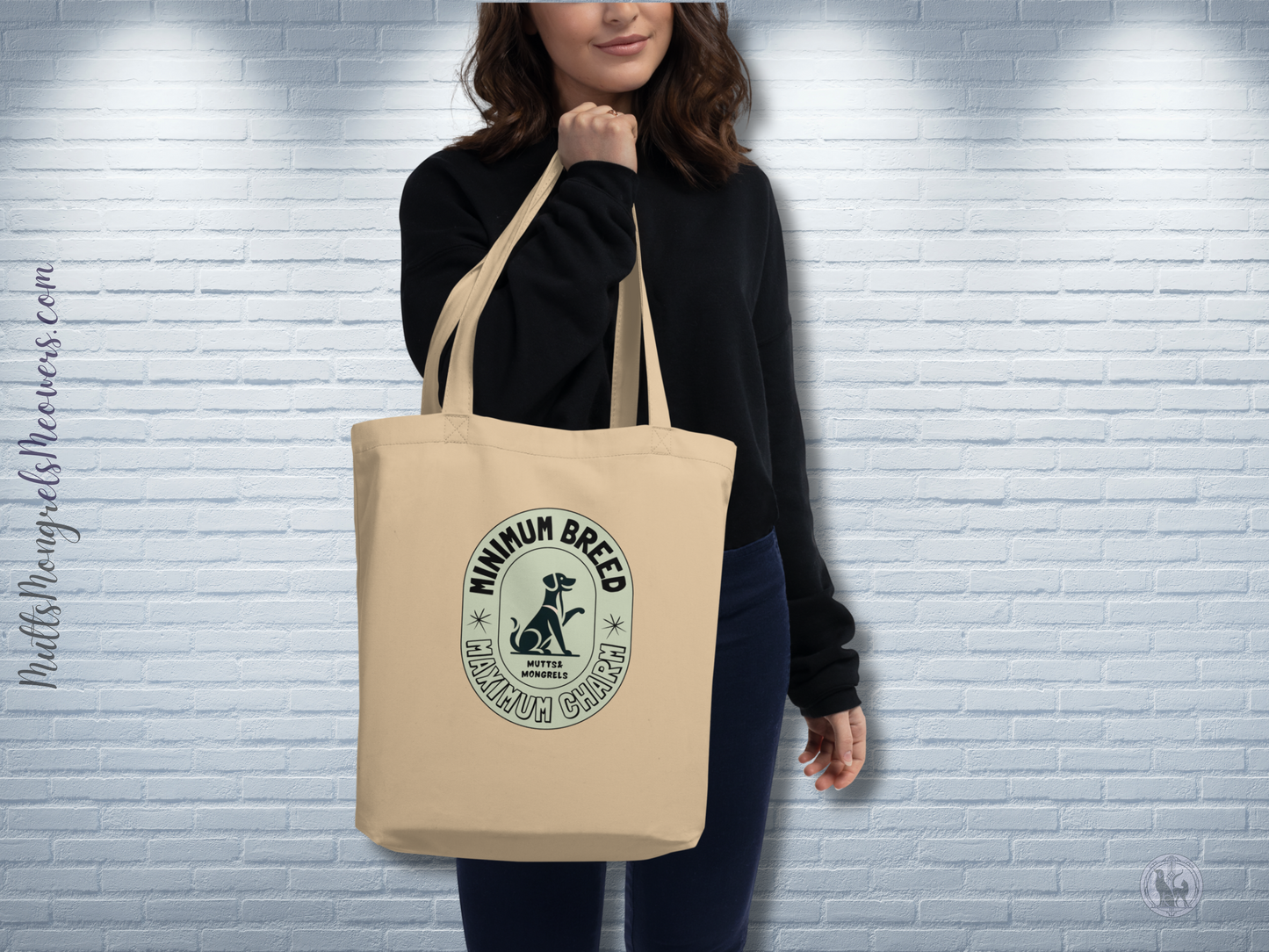 Organic Tote Bag Art Deco Mixed Breed Rescue Dog Funny Dogful Humor Mongrel Charm Cotton Tote Bag For Dog Lovers Mum Dad Bold Design Gift