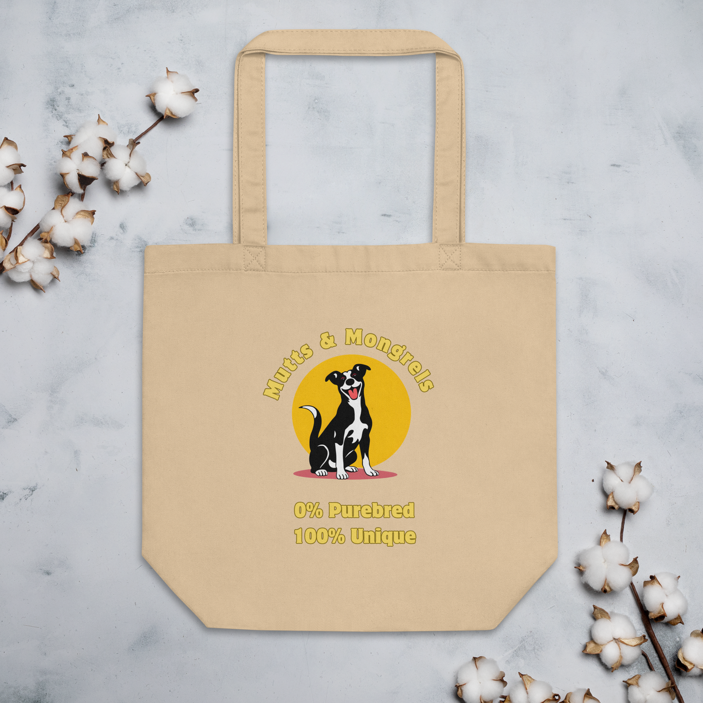 Organic Tote Bag Mixed Breed Rescue Dog Mongrel Eco Pet Cotton Dogful Lovers Practical Style Gift Mutt Pride Unique Art Retro Dog Mom Dad