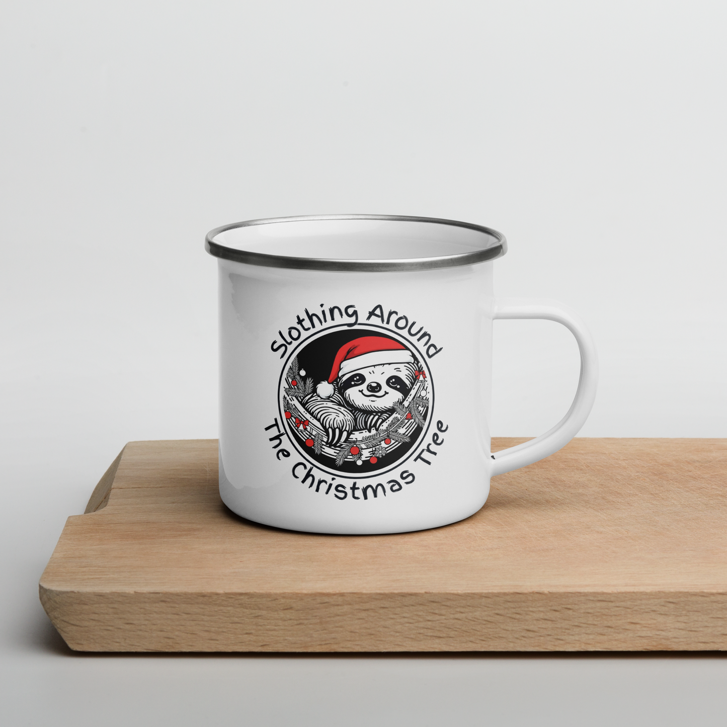 Funny Sloth Enamel Mug: Cozy Christmas Gift for Animal Lovers 12oz