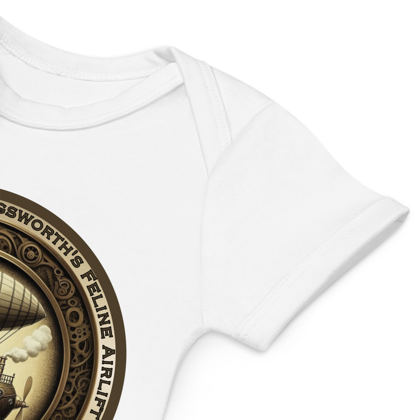 Organic Cotton Baby Bodysuit Steampunk Cat Victorian Baby Shower Gift Unique Feline Infant Outfit Quirky Pet Lover Babywear Rescue Cat