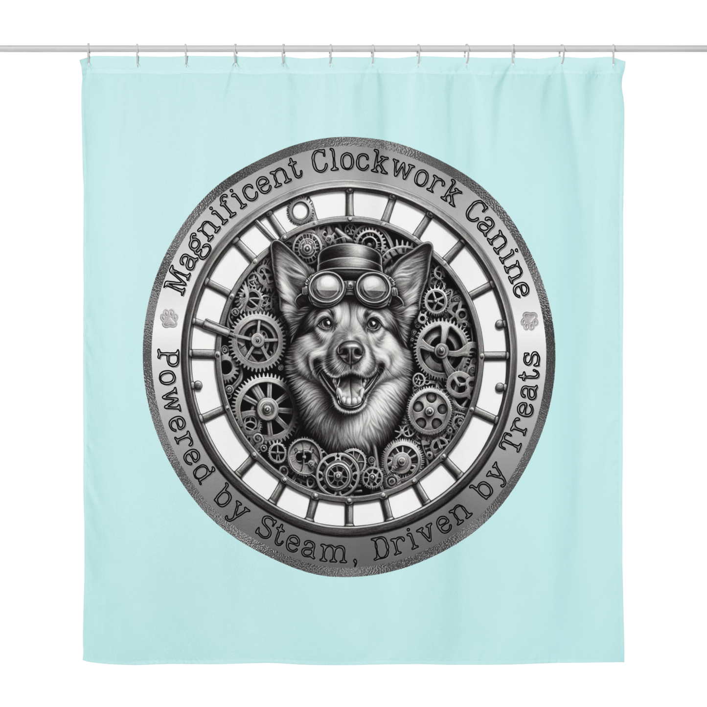 Shower Curtain Steampunk Dog Victorian Bathroom Gift Unique Art Quirky Pet Lover Decor Housewarming for Dog Parents Mongrel Rescue Dog Mutt