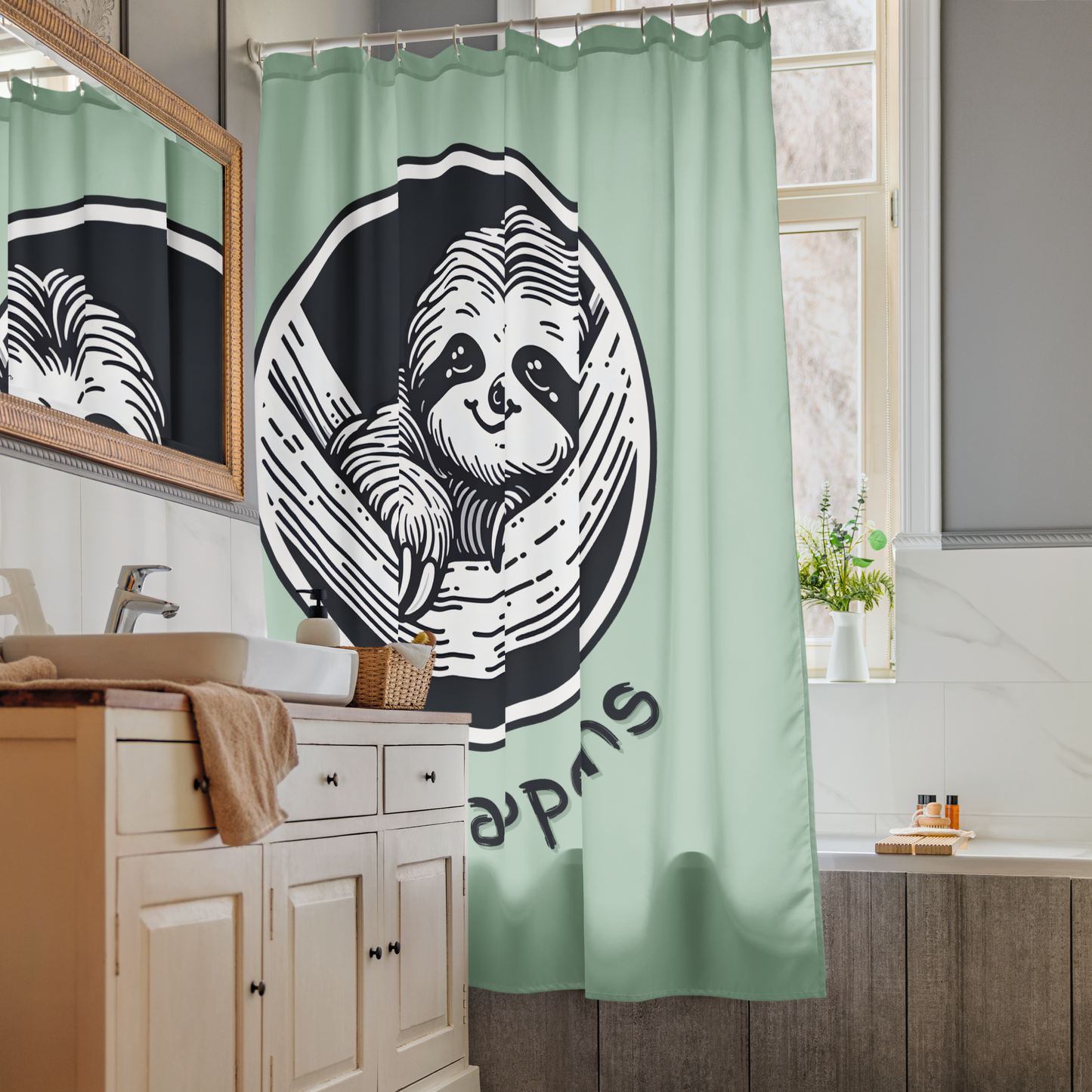 Funny Sloth Shower Curtain: Quirky Home Decor Gift for Animal Lovers