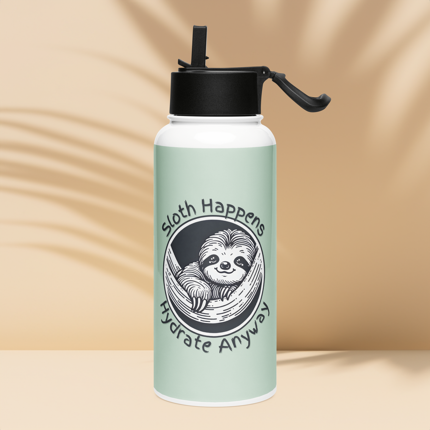 Funny Sloth Stainless Steel Water Bottle with a Straw Lid: Quirky Gift for Animal Lovers