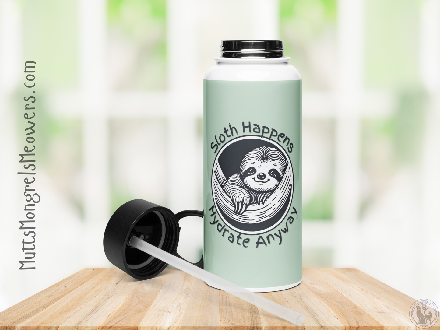 Funny Sloth Stainless Steel Water Bottle with a Straw Lid: Quirky Gift for Animal Lovers