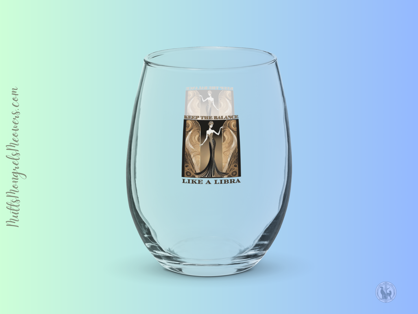 Stemless Wine Glass Libra Gift Astrology Fans