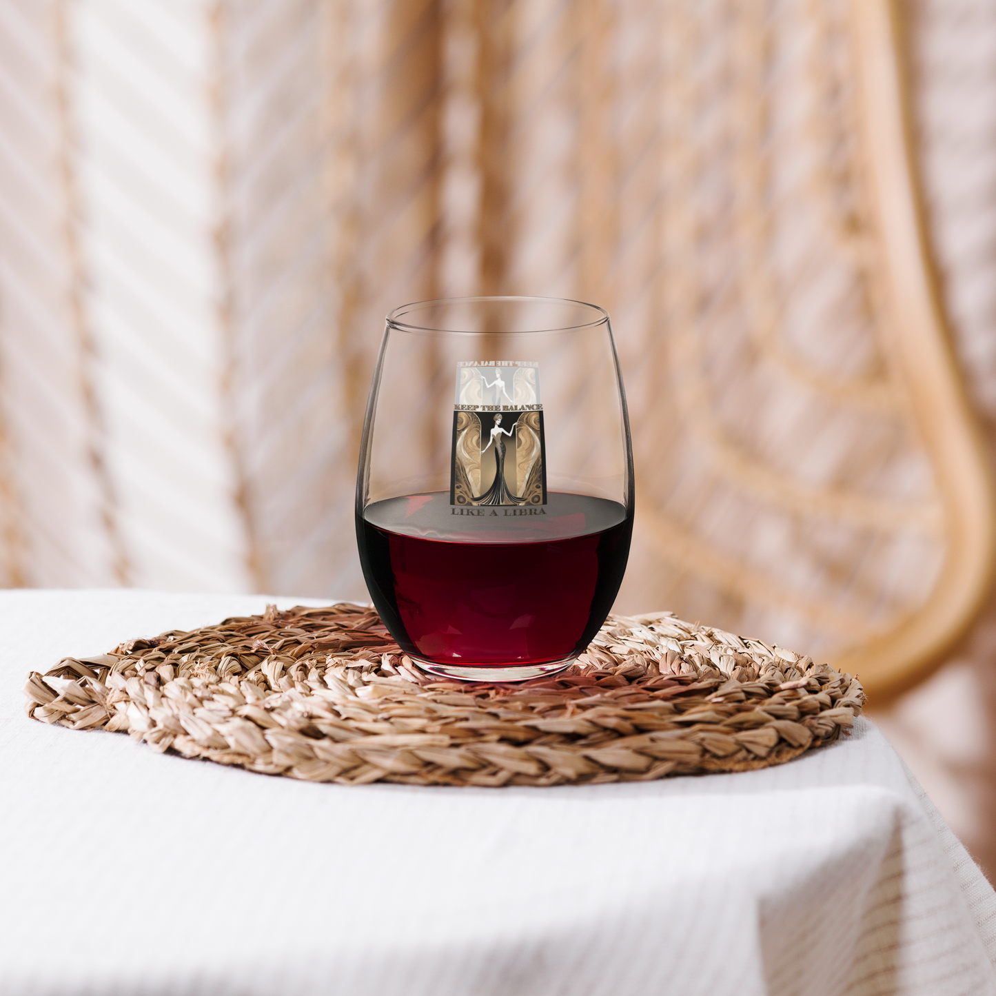 Stemless Wine Glass Libra Gift Astrology Fans