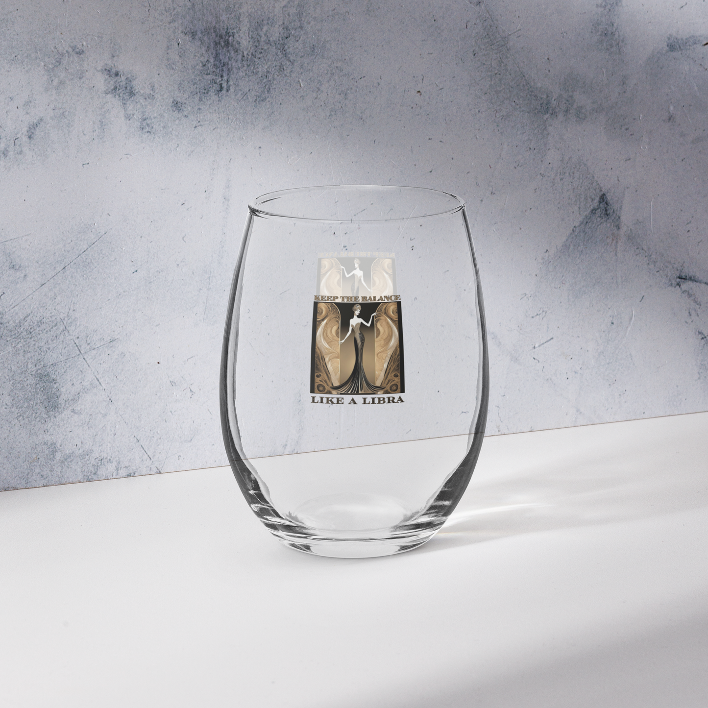 Stemless Wine Glass Libra Gift Astrology Fans