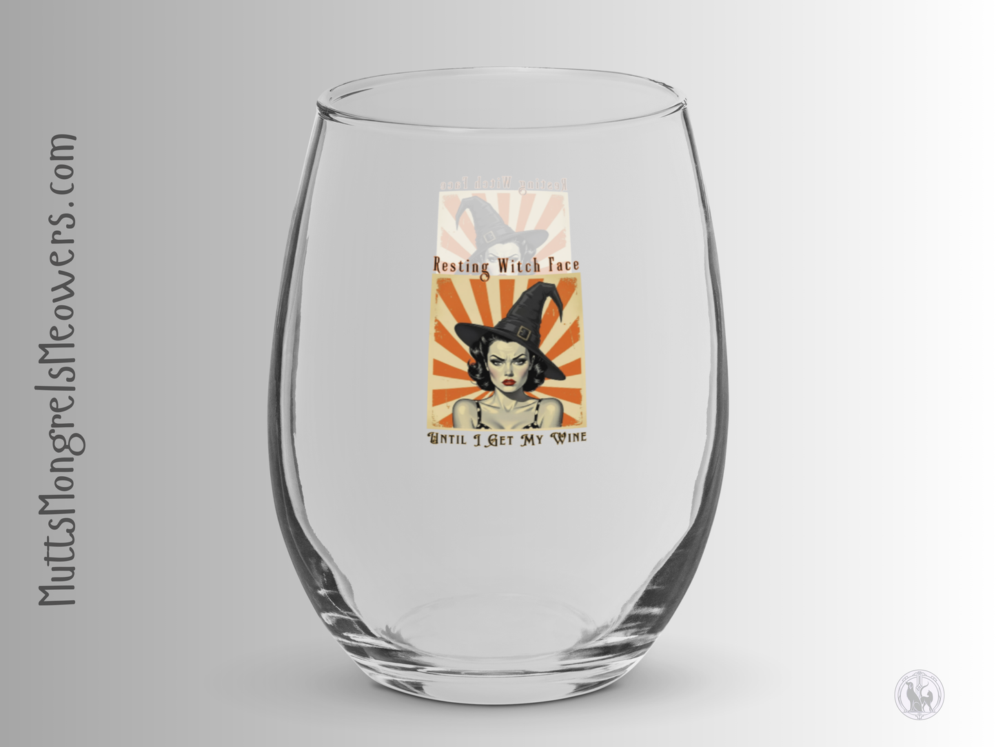 Retro Halloween Stemless Wine Glass