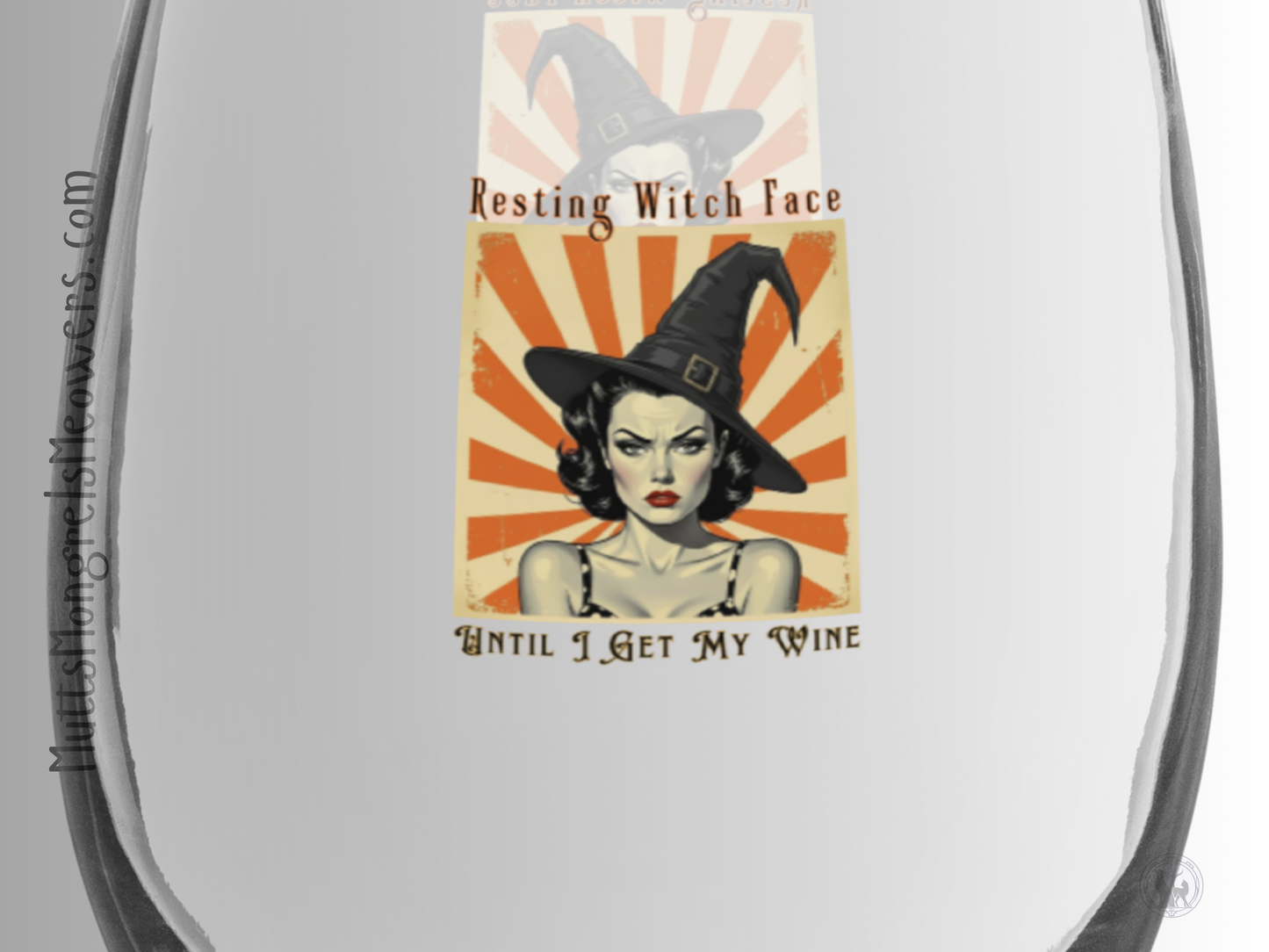 Retro Halloween Stemless Wine Glass