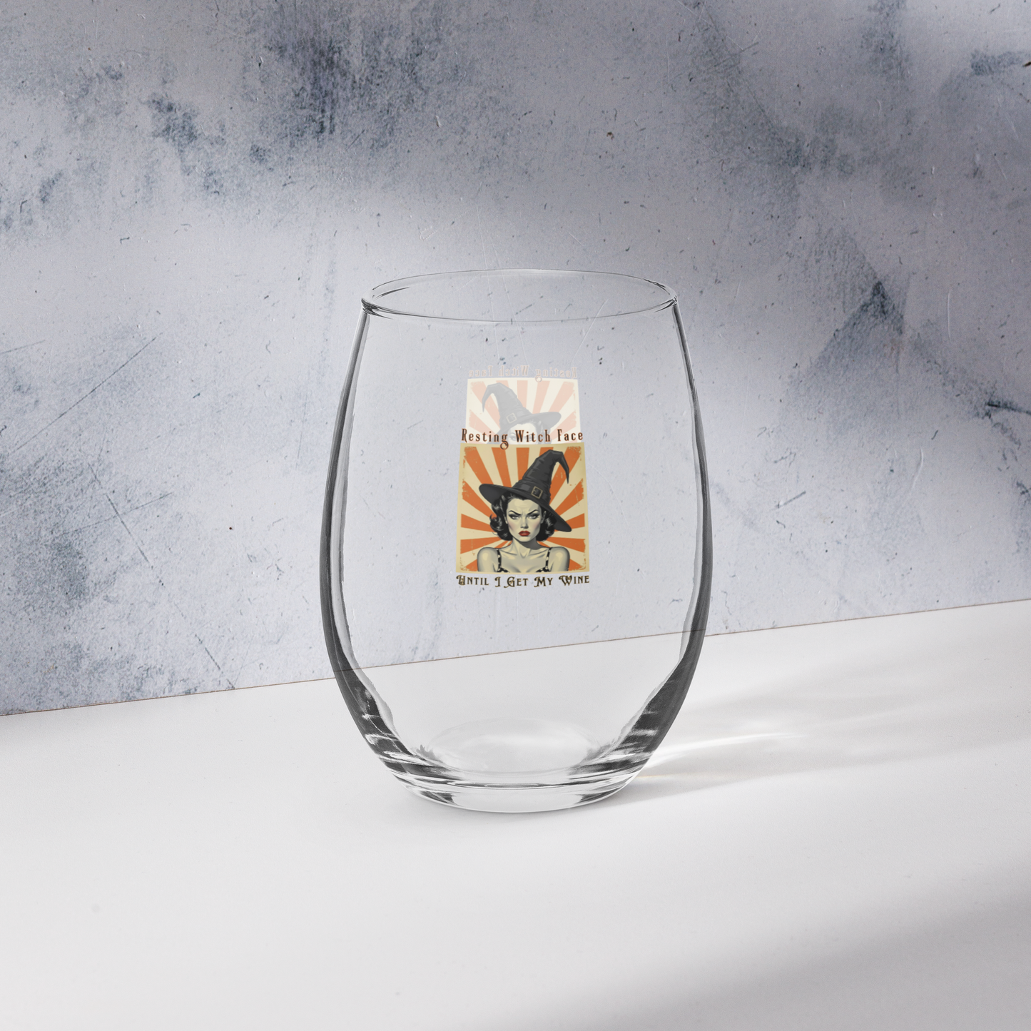 Retro Halloween Stemless Wine Glass