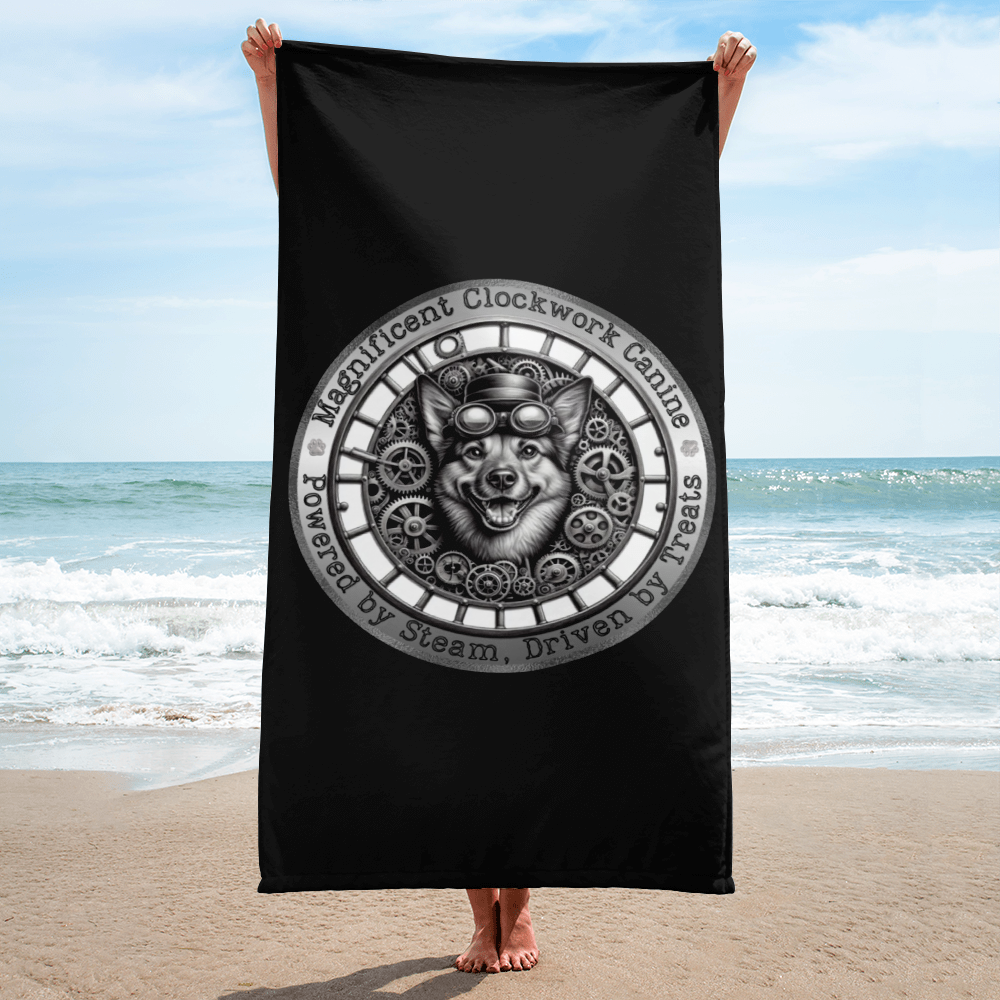 Beach Towel Dog Lovers Steampunk Funny Dogful Mutt Adoption Gift Retro Bath Towel Victorian Rescue Mixed Breed Dog Bathroom