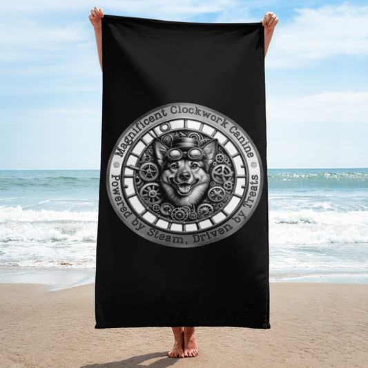 Beach Towel Dog Lovers Steampunk Funny Dogful Mutt Adoption Gift Retro Bath Towel Victorian Rescue Mixed Breed Dog Bathroom