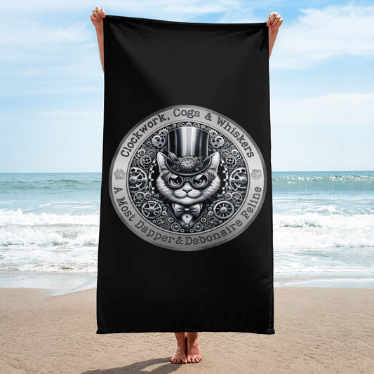 Beach Towel Cat Lovers Funny Steampunk Catful Adoption Gift Retroeful Bath Towel Victorian Kitty Vibeful Bathroom Decor for Cat Parents