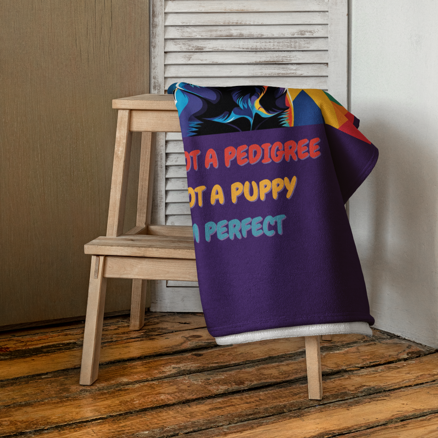Beach Towel Dog Lovers Funny Dogful Holiday Vibeful Pop Art Mutt Adoption Giftful Retroeful Mixed Breed Rescue Dog Mature Canine Bath Towel