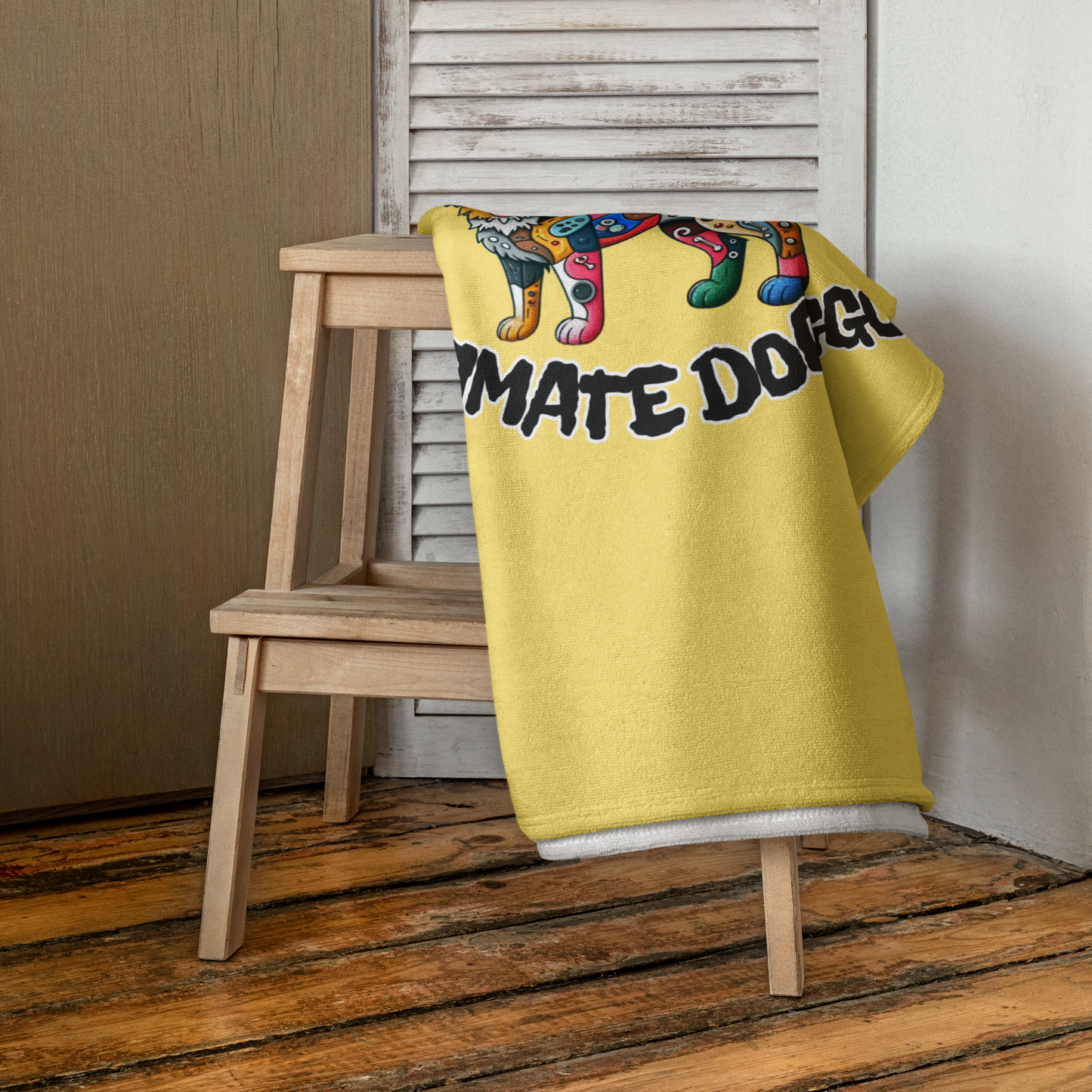 Beach Towel Pop Art Dog Funny Mutt Gamer Gift for Dog Lovers Geeky Mixed Breed Rescue Dog Parent Canine Holiday Relaxing Summer Accessory