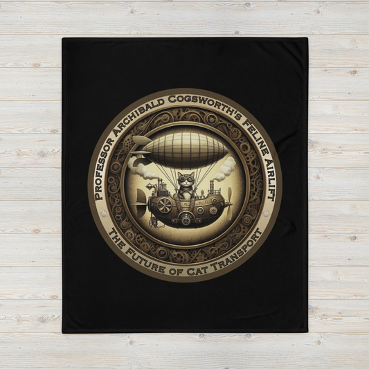 Throw Blanket Catful Proud Cat Mom Rescue Cat Cozy Blanket Steampunk Victorian Feline Airlift Gift for Cat Lover