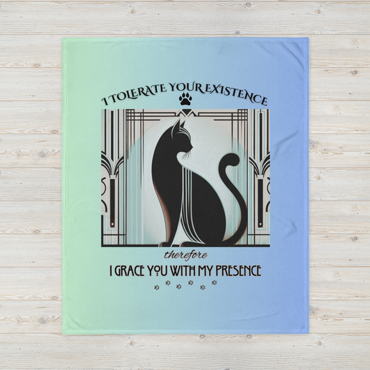 Throw Blanket Catful Proud Cat Mom Rescue Cat Cozy Blanket Sassy Art Deco Tolerate Gift for Cat Lover