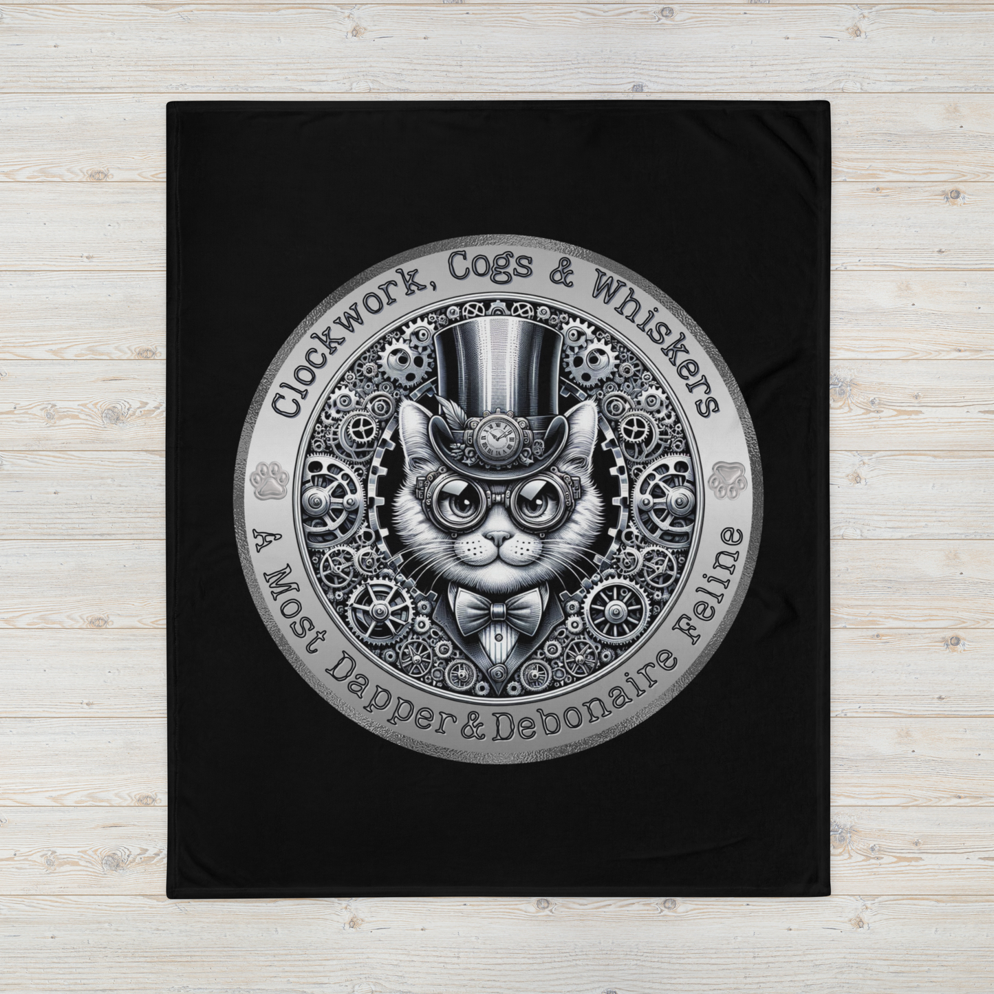 Throw Blanket Catful Proud Cat Mom Rescue Cat Cozy Blanket Clockwork Whiskers Victorian Gift for Cat Lover