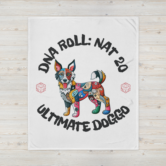 Throw Blanket Dogful Mixed Breed Dog Mom Gamer RPG Retro Rescue Dog Cozy Blanket Gift for Dog Lover
