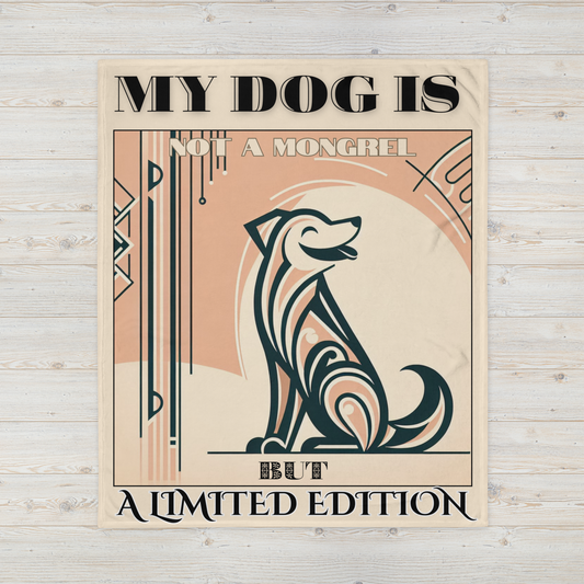Throw Blanket Dogful Mixed Breed Dog Mom Art Deco Rare Rescue Dog Cozy Blanket Gift for Dog Lover