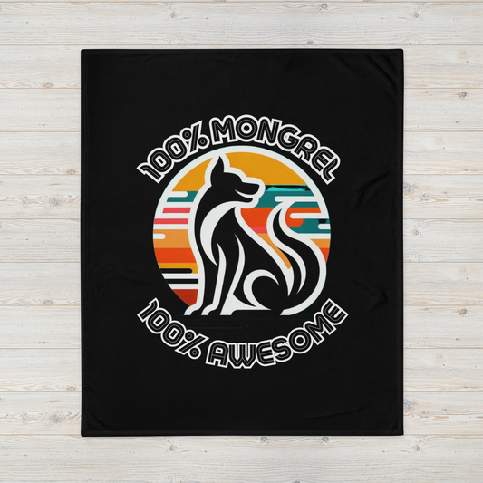 Throw Blanket Dogful Mixed Breed Dog Mom Proud Retro Rescue Dog Cozy Blanket Gift for Dog Lover