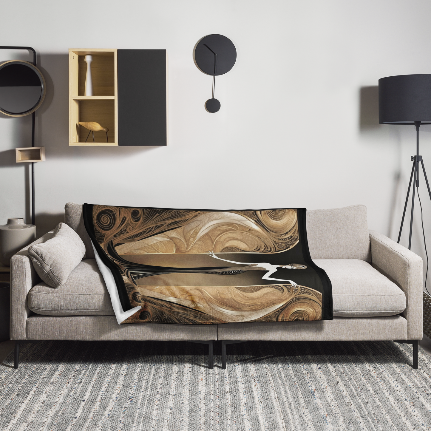 Elegant Art Deco Throw Blanket: Stylish Home Decor Not Only for Libra and Astrology Lovers