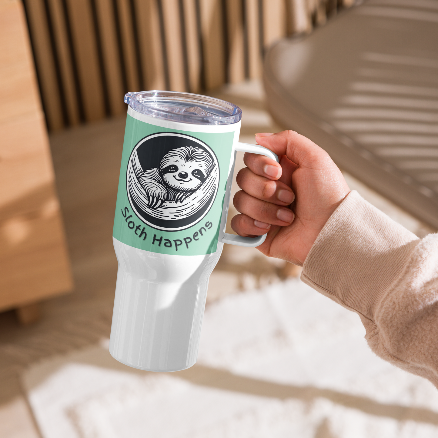 Tumbler Art Deco Sloth Lovers Funny Sloth Coffee Travel Mug Gift Tea Gift Chill Relaxing Animal Lover Drinkware Lazy Holiday Vibes Humor