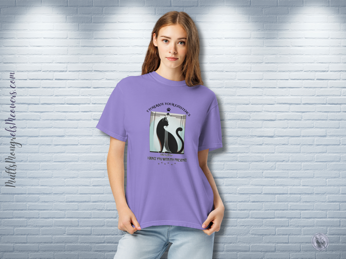 T-Shirt Funny Cat Shirt Art Deco Retro Style Sarcastic Gift Unisex Comfort Colors Whimsical Catful Kitty Feline Humor Apparel for Cat Parent