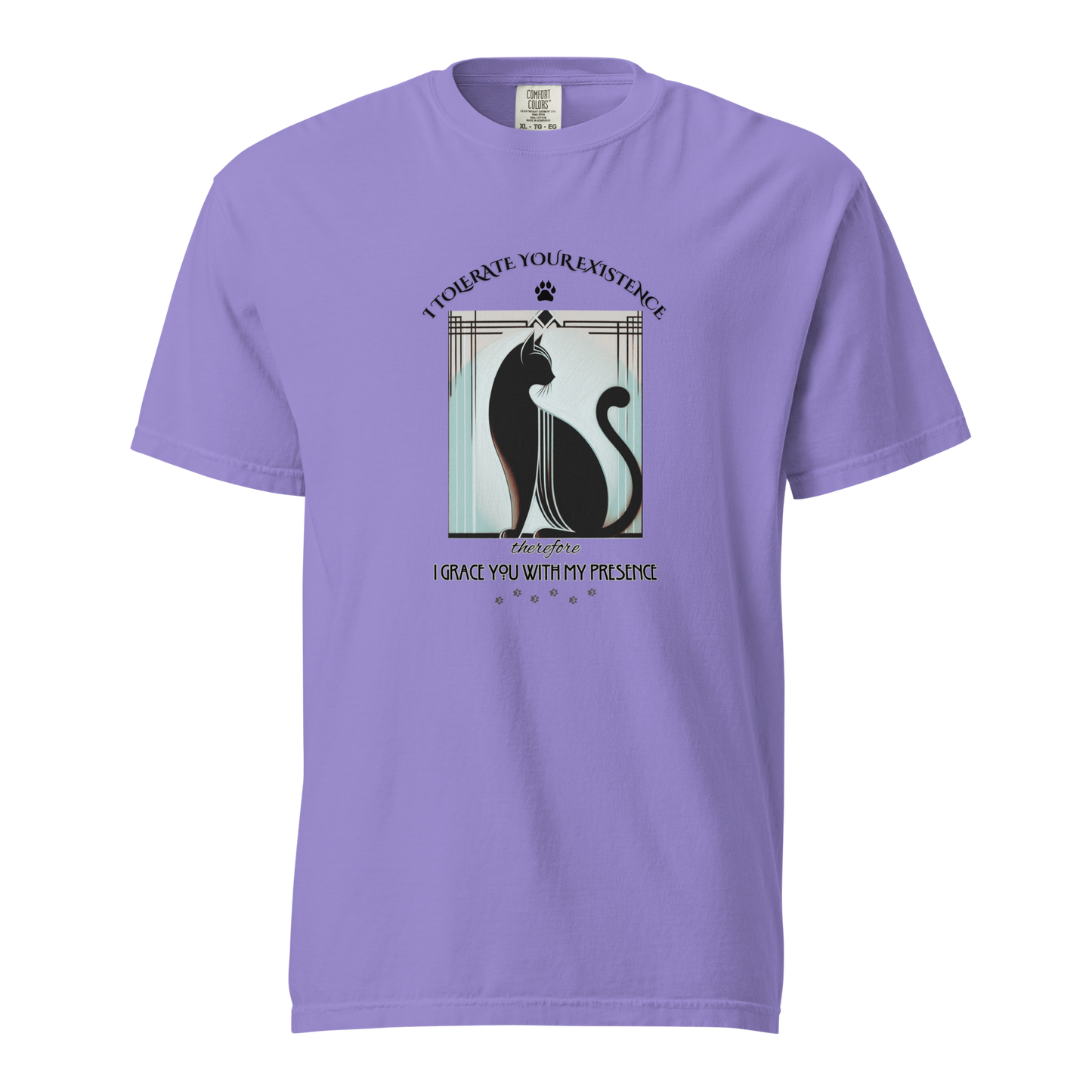 T-Shirt Funny Cat Shirt Art Deco Retro Style Sarcastic Gift Unisex Comfort Colors Whimsical Catful Kitty Feline Humor Apparel for Cat Parent