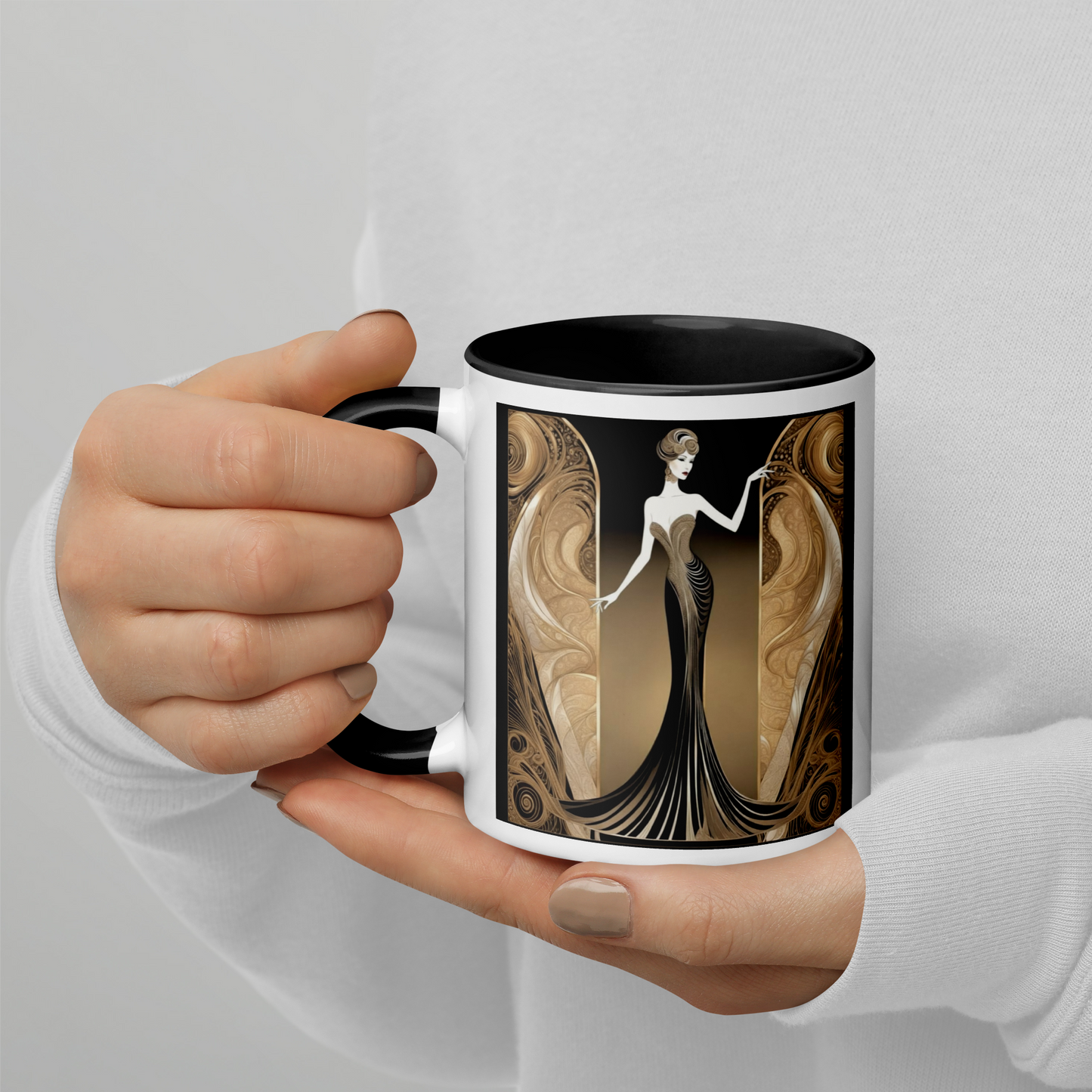 Elegant Art Deco Mug with Color Inside: Stylish Gift Not Just for Libra Born
